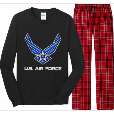 Air Force Veteran Vintage Us Flag Veterans Day Military Cool Gift Long Sleeve Pajama Set