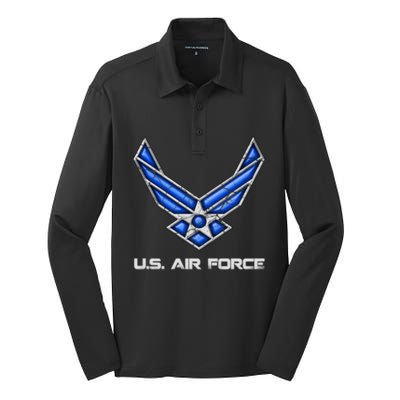 Air Force Veteran Vintage Us Flag Veterans Day Military Cool Gift Silk Touch Performance Long Sleeve Polo