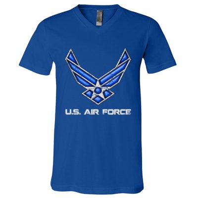 Air Force Veteran Vintage Us Flag Veterans Day Military Cool Gift V-Neck T-Shirt