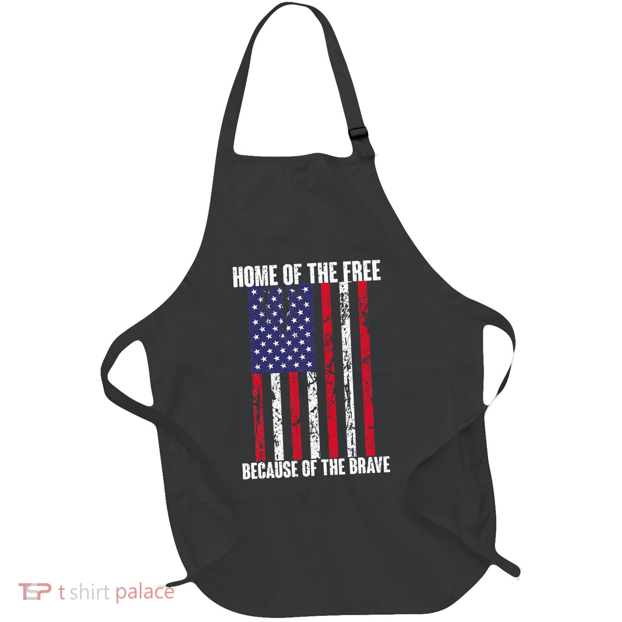 American Flag Veteran For Women Home Of The Free Full-Length Apron With Pockets