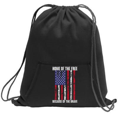 American Flag Veteran For Women Home Of The Free Sweatshirt Cinch Pack Bag