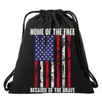 American Flag Veteran For Women Home Of The Free Drawstring Bag