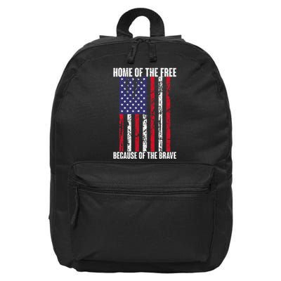 American Flag Veteran For Women Home Of The Free 16 in Basic Backpack