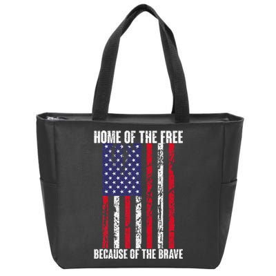 American Flag Veteran For Women Home Of The Free Zip Tote Bag