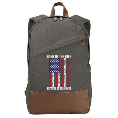 American Flag Veteran For Women Home Of The Free Cotton Canvas Backpack