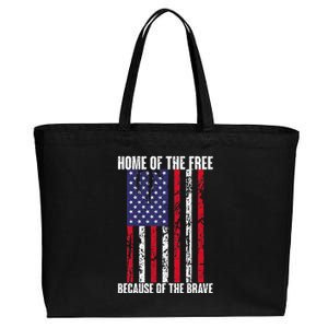 American Flag Veteran For Women Home Of The Free Cotton Canvas Jumbo Tote