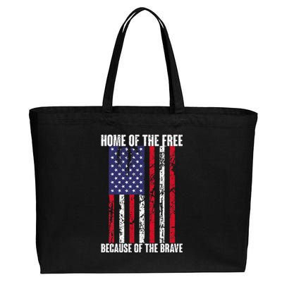 American Flag Veteran For Women Home Of The Free Cotton Canvas Jumbo Tote