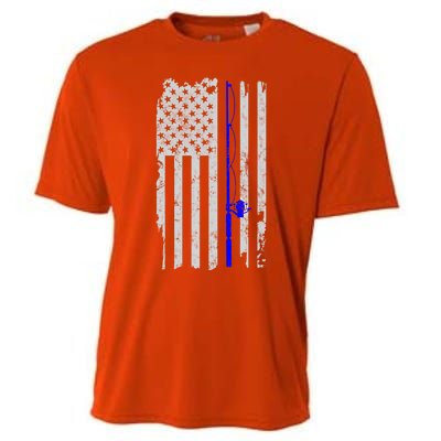 American Flag Vintage Fishing Cute Gift Cooling Performance Crew T-Shirt