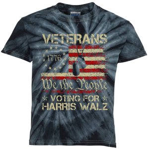 America Flag Veterans Voting For Harris Walz 2024 Kids Tie-Dye T-Shirt