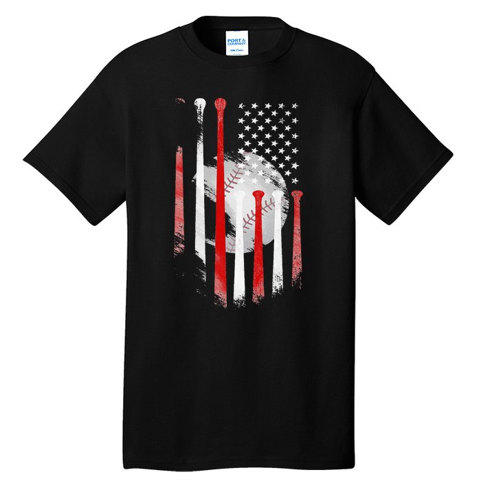 American Flag Vintage Baseball Flag Dad Mom Tee Tall T-Shirt