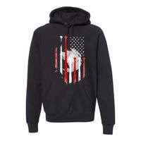 American Flag Vintage Baseball Flag Dad Mom Tee Premium Hoodie