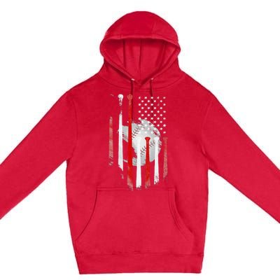 American Flag Vintage Baseball Flag Dad Mom Tee Premium Pullover Hoodie