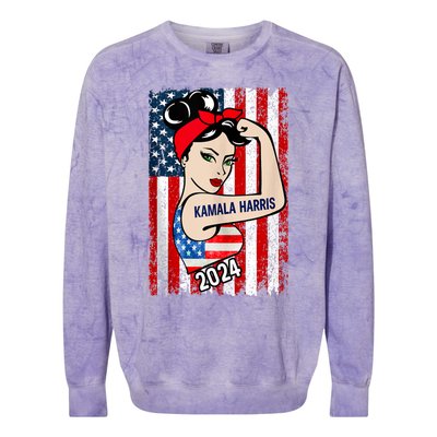 America Flag Vote 47 Kamala Harris 2024 President For Women Colorblast Crewneck Sweatshirt