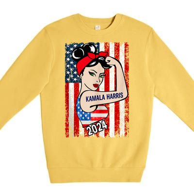 America Flag Vote 47 Kamala Harris 2024 President For Women Premium Crewneck Sweatshirt