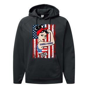 America Flag Vote 47 Kamala Harris 2024 President For Women Performance Fleece Hoodie