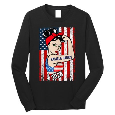 America Flag Vote 47 Kamala Harris 2024 President For Women Long Sleeve Shirt