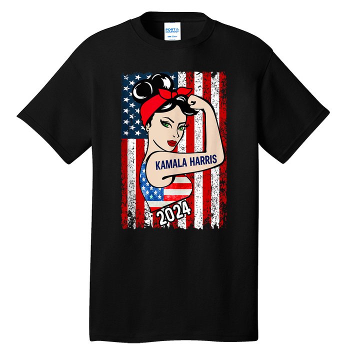 America Flag Vote 47 Kamala Harris 2024 President For Women Tall T-Shirt