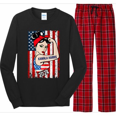 America Flag Vote 47 Kamala Harris 2024 President For Women Long Sleeve Pajama Set