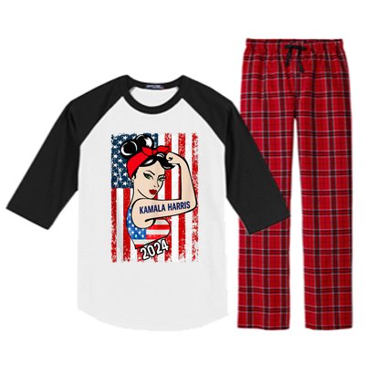 America Flag Vote 47 Kamala Harris 2024 President For Women Raglan Sleeve Pajama Set