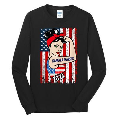 America Flag Vote 47 Kamala Harris 2024 President For Women Tall Long Sleeve T-Shirt