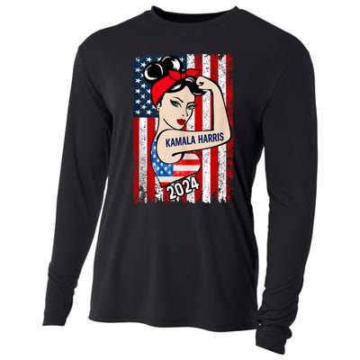 America Flag Vote 47 Kamala Harris 2024 President For Women Cooling Performance Long Sleeve Crew