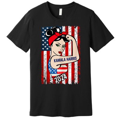 America Flag Vote 47 Kamala Harris 2024 President For Women Premium T-Shirt