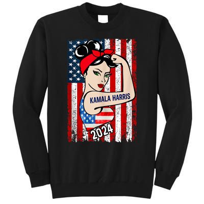 America Flag Vote 47 Kamala Harris 2024 President For Women Tall Sweatshirt