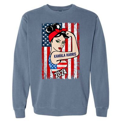 America Flag Vote 47 Kamala Harris 2024 President For Women Garment-Dyed Sweatshirt