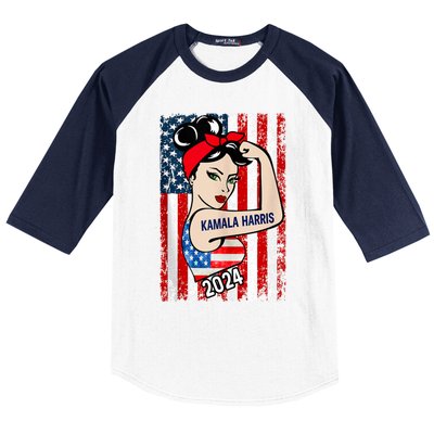 America Flag Vote 47 Kamala Harris 2024 President For Women Baseball Sleeve Shirt