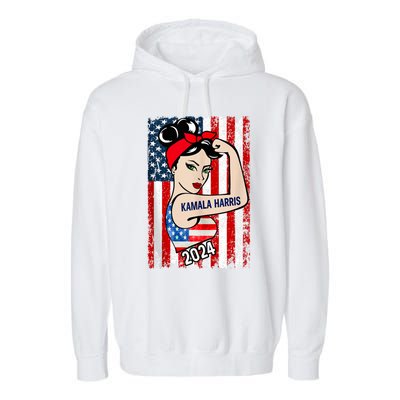 America Flag Vote 47 Kamala Harris 2024 President For Women Garment-Dyed Fleece Hoodie