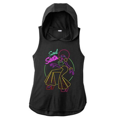 Artsy Funk Vintage 70s Costume Afro Soul Music Ladies PosiCharge Tri-Blend Wicking Draft Hoodie Tank