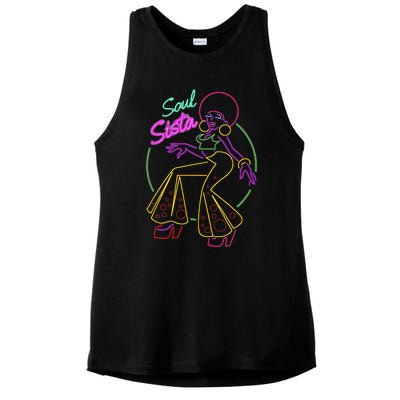 Artsy Funk Vintage 70s Costume Afro Soul Music Ladies PosiCharge Tri-Blend Wicking Tank