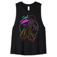 Artsy Funk Vintage 70s Costume Afro Soul Music Women's Racerback Cropped Tank