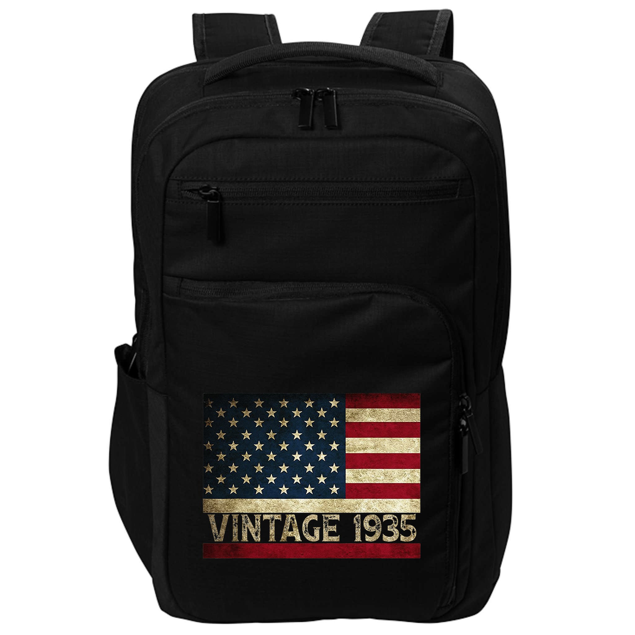 American Flag Vintage 1935 86th Birthday Gifts 4th Of July Impact Tech Backpack