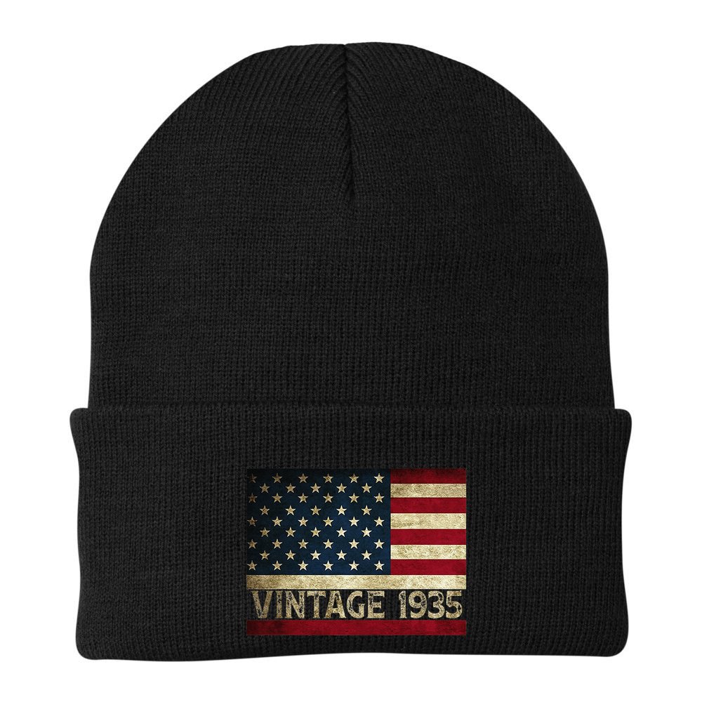 American Flag Vintage 1935 86th Birthday Gifts 4th Of July Beanie