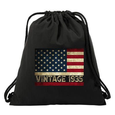 American Flag Vintage 1935 86th Birthday Gifts 4th Of July Drawstring Bag