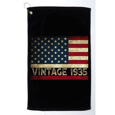 American Flag Vintage 1935 86th Birthday Gifts 4th Of July Platinum Collection Golf Towel