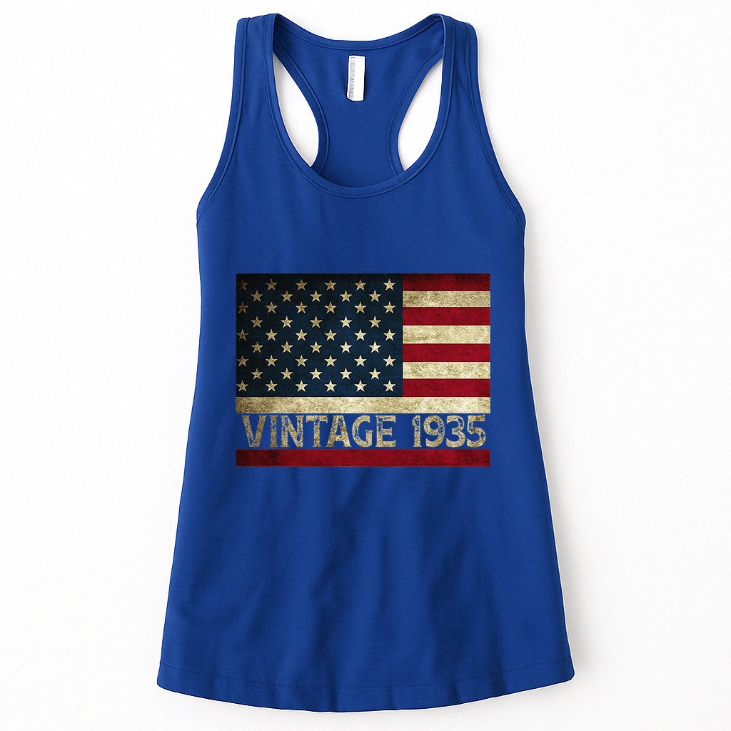 American Flag Vintage 1935 86th Birthday Gifts 4th Of July Womens Tank Top