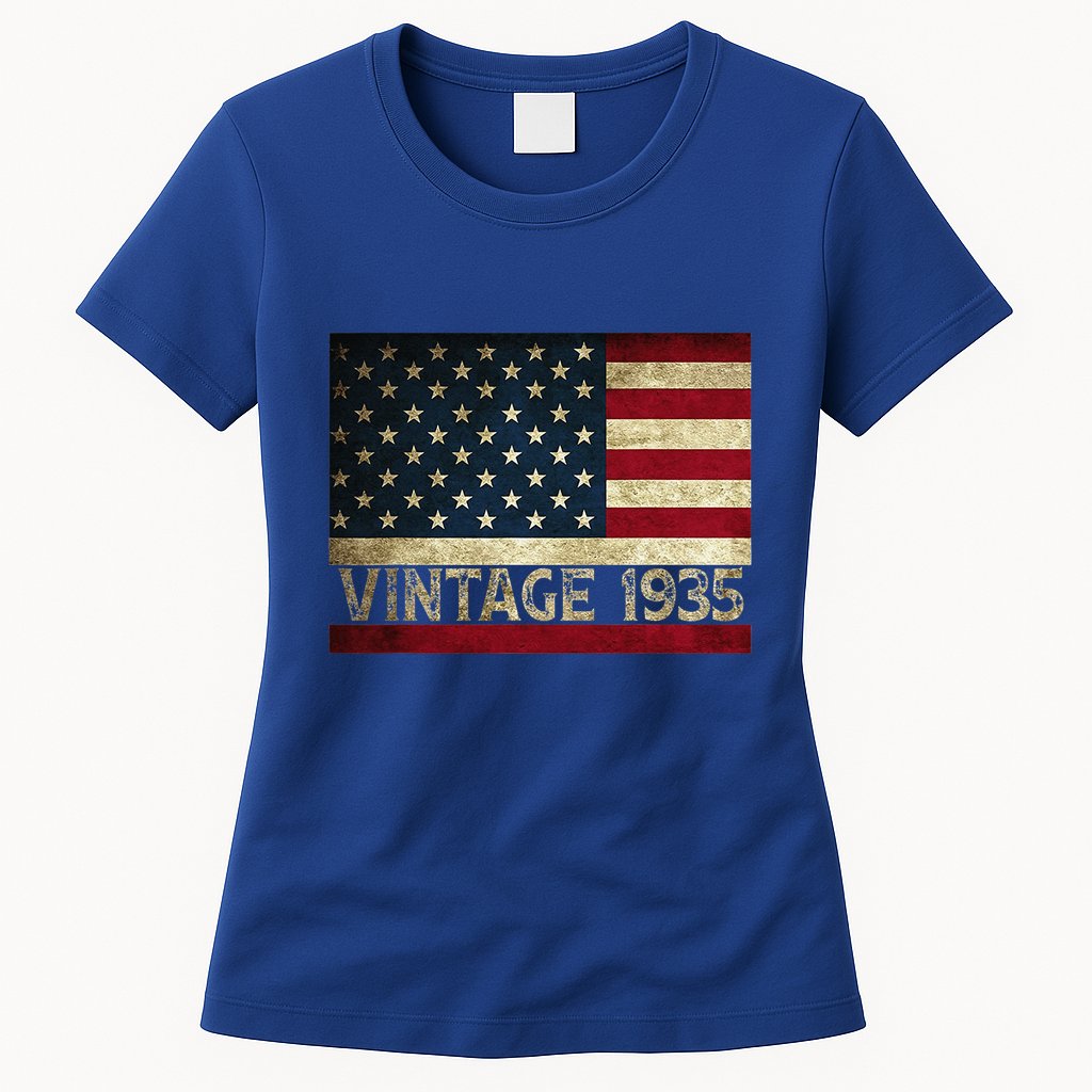 American Flag Vintage 1935 86th Birthday Gifts 4th Of July Womens T-Shirt