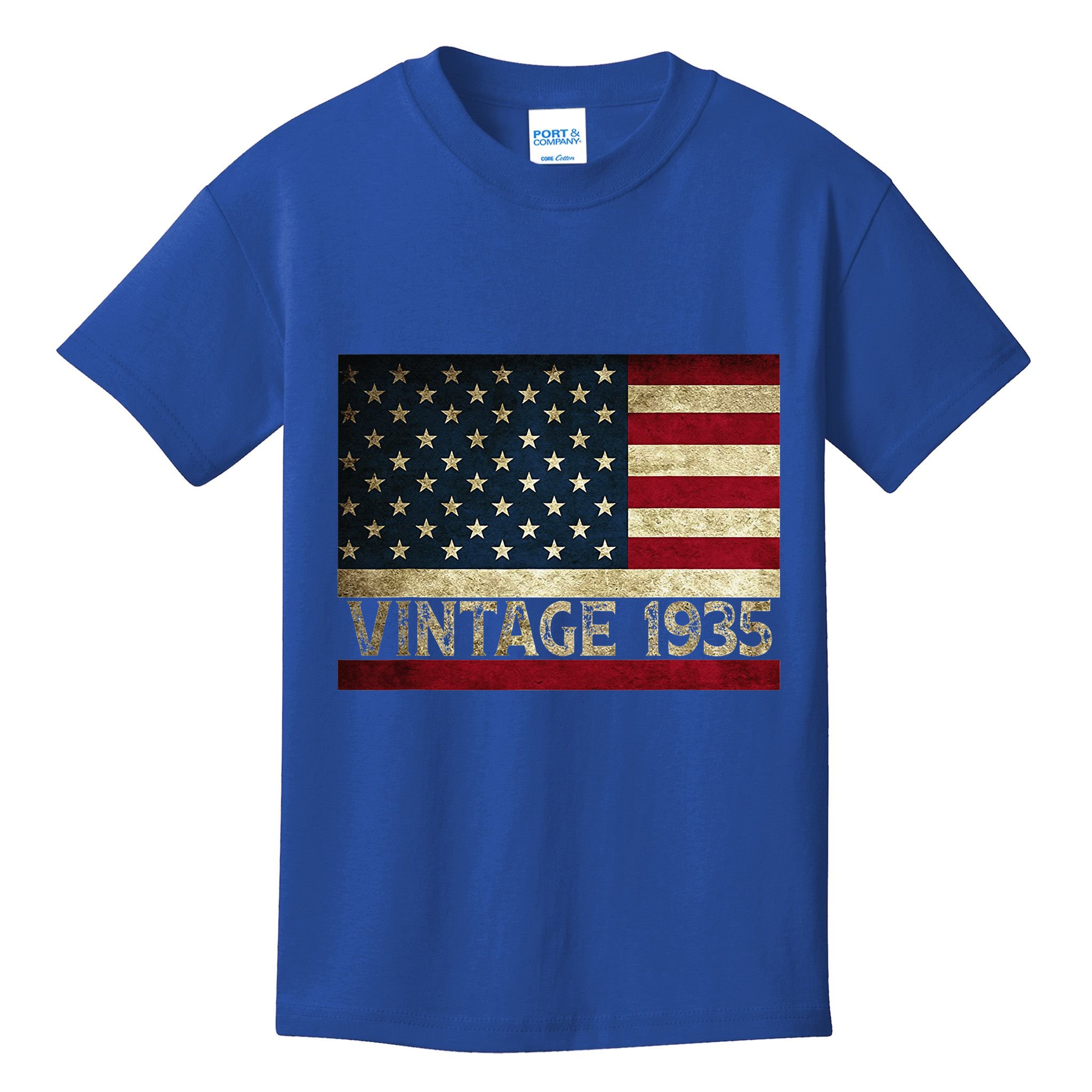 American Flag Vintage 1935 86th Birthday Gifts 4th Of July Kids T-Shirt