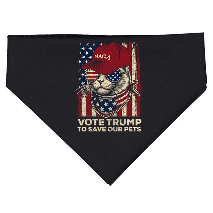 American Flag Vote Trump To Save Our Pets 2024 Maga Trump USA-Made Doggie Bandana