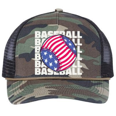 American Flag Vintage USA Sports Baseball Team Retro Rope Trucker Hat Cap