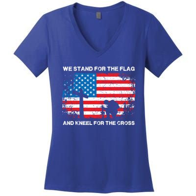 America Flag Veteran And Independance Day Great Gift Women's V-Neck T-Shirt