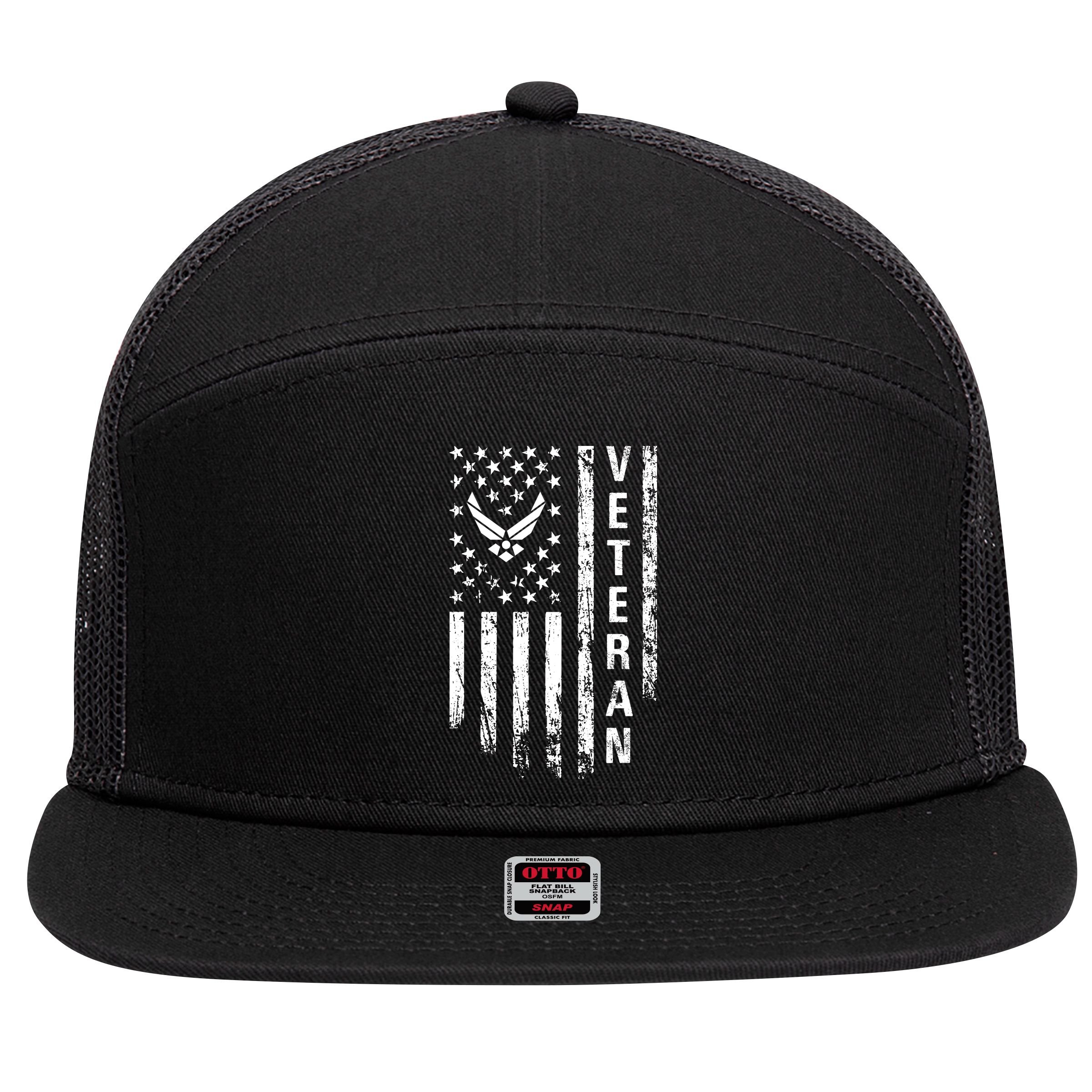 Air Force Veteran 7 Panel Mesh Trucker Snapback Hat