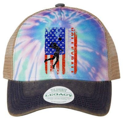 American Flag Volleyball Patriotic Usa 4th Of July Legacy Tie Dye Trucker Hat