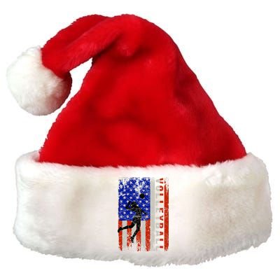 American Flag Volleyball Patriotic Usa 4th Of July Premium Christmas Santa Hat