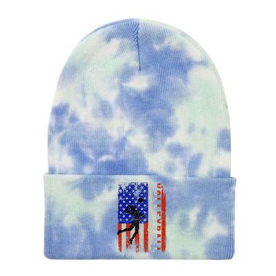 American Flag Volleyball Patriotic Usa 4th Of July Tie Dye 12in Knit Beanie