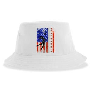 American Flag Volleyball Patriotic Usa 4th Of July Sustainable Bucket Hat