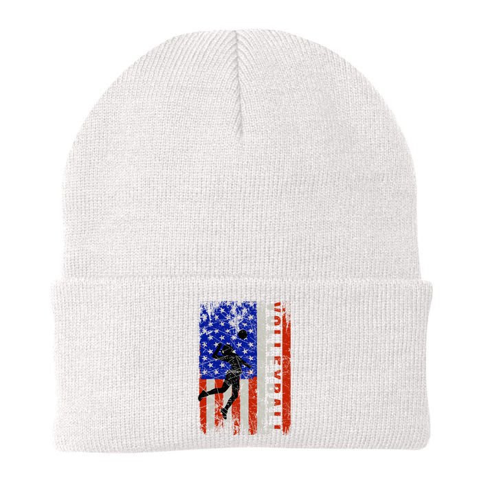 American Flag Volleyball Patriotic Usa 4th Of July Knit Cap Winter Beanie