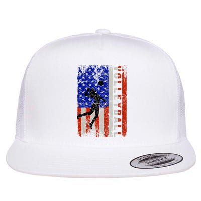 American Flag Volleyball Patriotic Usa 4th Of July Flat Bill Trucker Hat